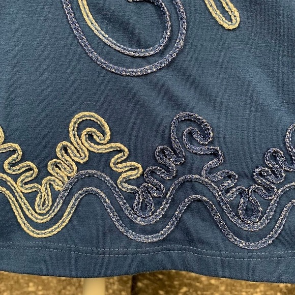 Vintage Lauren Michelle Blue Embroidered Tank Top Boho Women's M - Picture 4 of 8